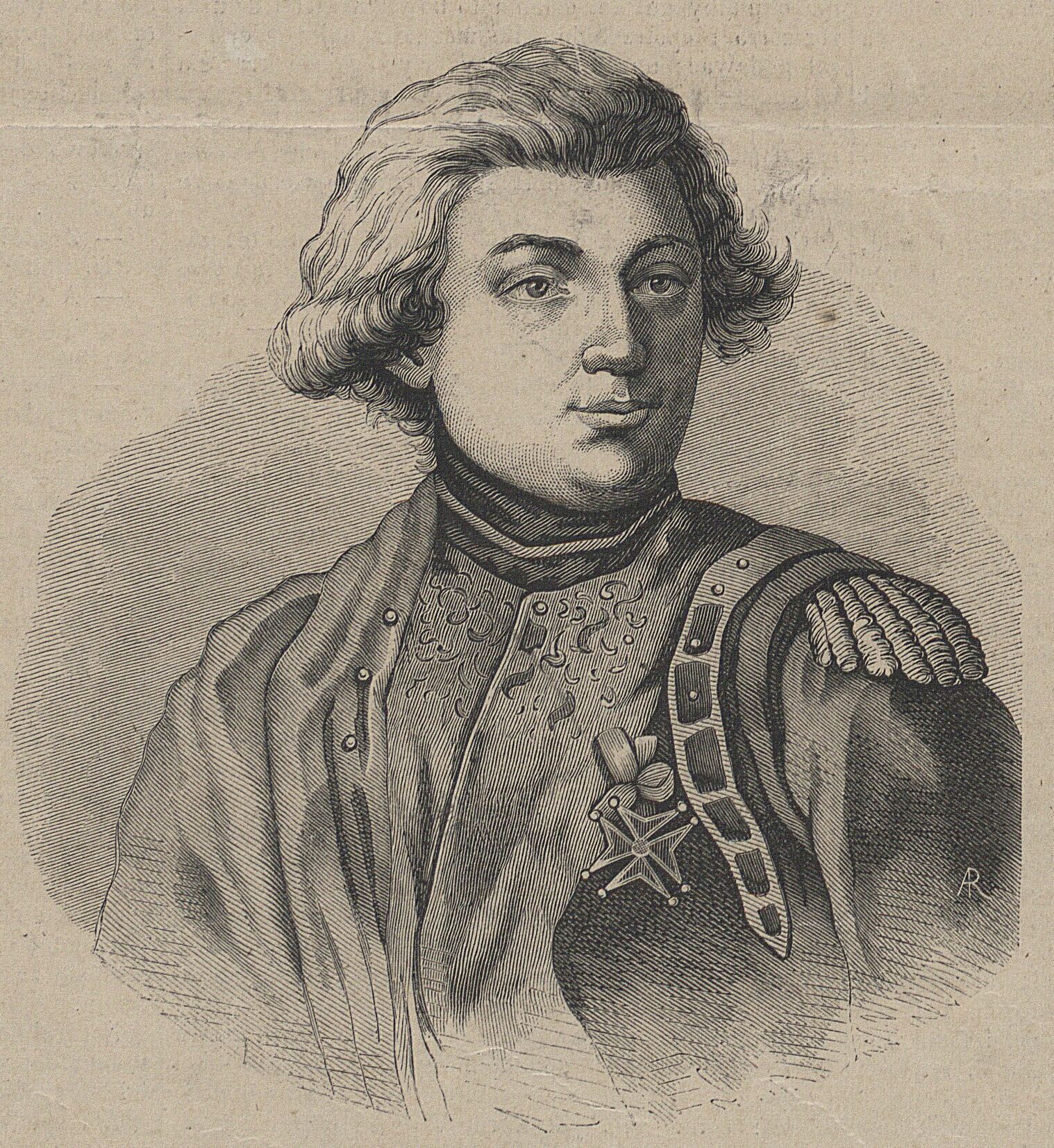 Maurycy Beniowski na drzeworycie Aleksandra Regulskiego z „Tygodnika Ilustrowanego” (1864), wzorowanym na rycinie z angielskiego wydania jego podróży